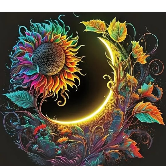 SUNFLOWER MOON DIAMOND PAINTING KIT NWT - Picture 1 of 5